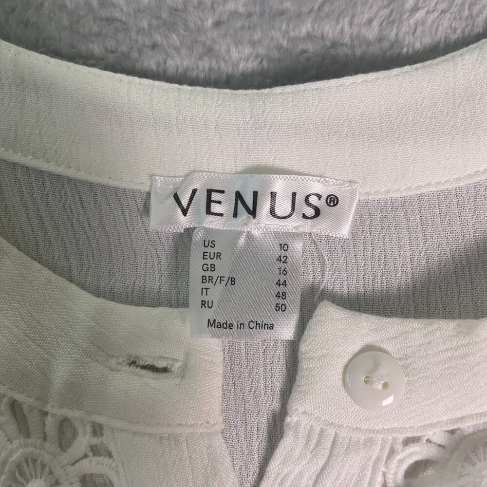 Venus Lace Trim Peplum Blouse Womens 10 White Boho Cottagecore Romantic Top - Picture 3 of 7